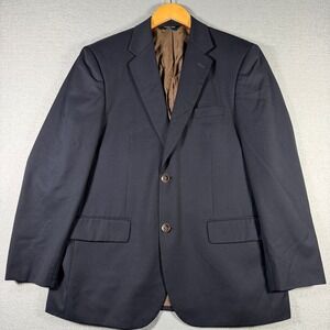 Joseph & Feiss Gold Mens 40‎ Short Navy Blue 100% Wool 2 Button Blazer Jacket